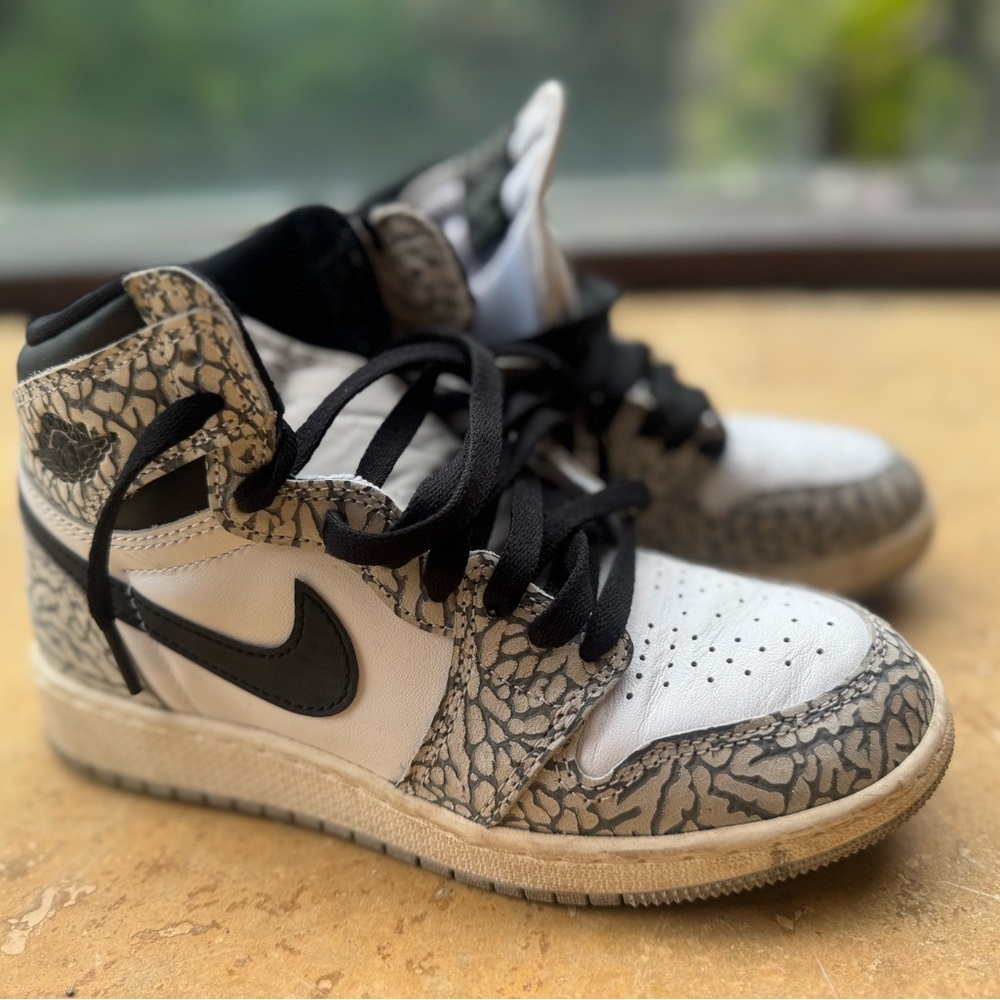 Nike High-Top Sneakers with Black, White, and Gray Pattern